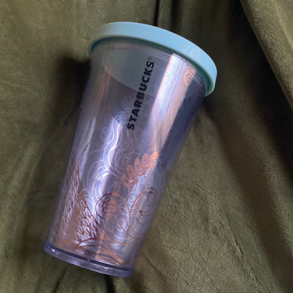 RARE 2018 Starbucks Holiday Mint Gold Mermaid Siren Clear Cold Cup Tumbler 16 oz